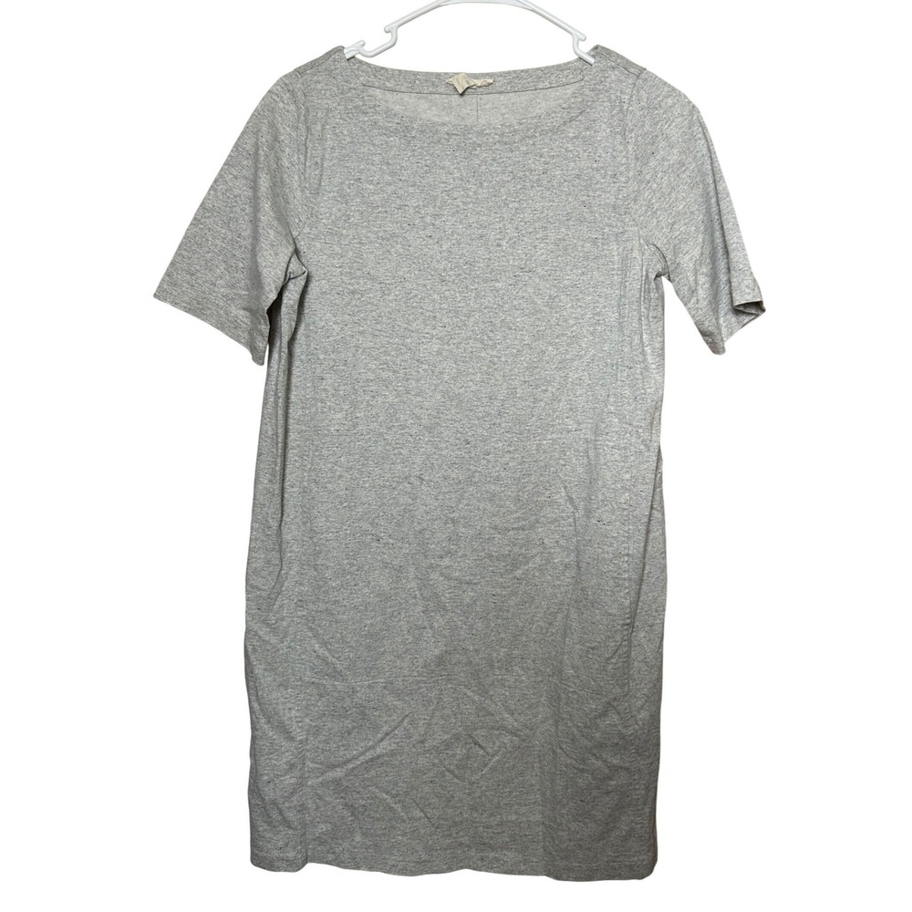 Eileen Fisher Gray Organic Cotton Lyocell Short Sleeve Pocket Shift Dress XXS